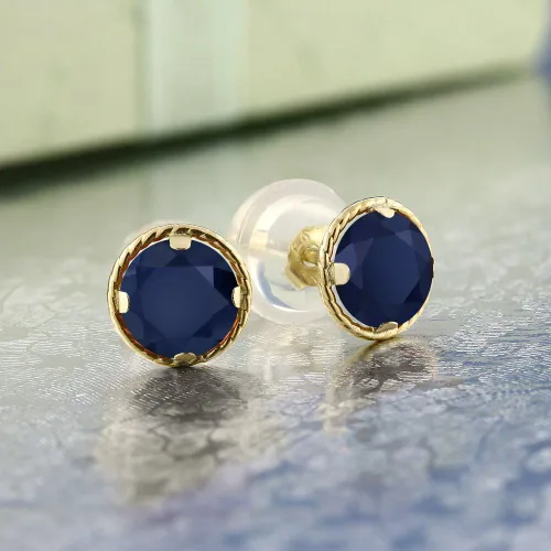 Miniatura 32 de Gem Stone King Aretes redondos de oro amarillo de 14 quilates con piedra natal Redondos de 0.157 in Aretes de oro para mujeres y hombres