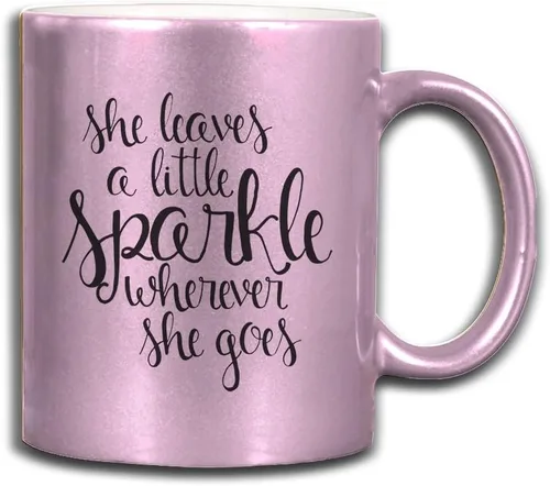 Style In Print She Leaves Little Sparkle Wherever She Goes #1 - Taza metálica de cerámica, color rosa