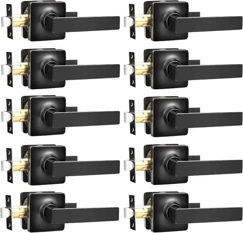 Miniatura 19 de GOBEKOR Paquete de 1 manija de paso, manijas de puerta negras para cerradura de puerta de armario, manija de puerta interior sin llave con cerradura