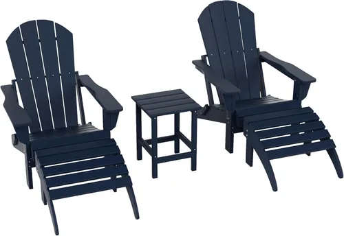 Miniatura 23 de WestinTrends Reposapiés otomano Adirondack para patio al aire libre, taburete de madera de polietileno para todo tipo de clima, ampliamente Azul