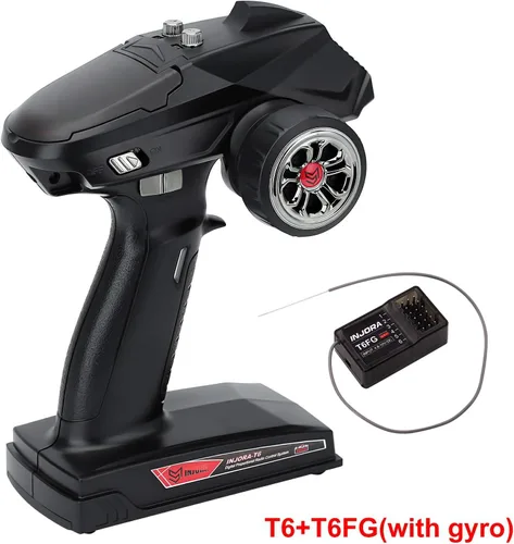 Miniatura 7 de INJORA Transmisor RC 2.4GHz 6CH Controlador y receptor con giroscopio remoto receptor interior para 1/8 1/10 RC Coche Barco Tanques Crawler TRX4