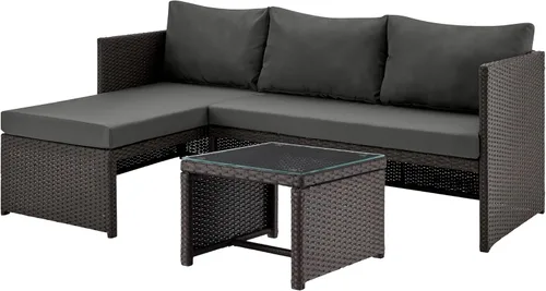 Miniatura 14 de Manhattan Comfort Menton - Juego de muebles de patio de 3 piezas, silla de salón y sofá de 2 plazas con mesa auxiliar, marco de acero envuelto