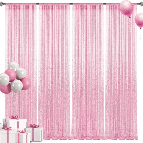 Miniatura 17 de 2 paneles de cortinas de fondo de lentejuelas verdes de 8 pies, cortinas de fondo de fotografía con purpurina para decoración de Navidad, boda