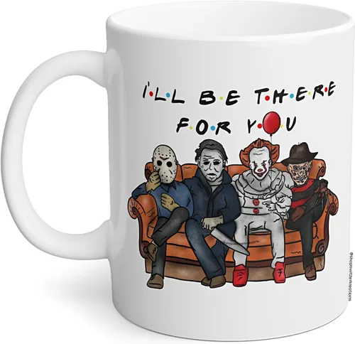 Taza Ill Be There For You, Friends Horror Villains, divertida taza de Halloween, Jason Freddy Michael Myers IT Pennywise Slasher regalo, Masked