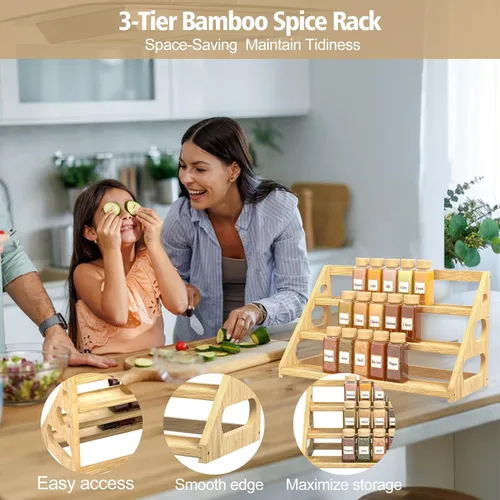 Miniatura 4 de Estante de especias - Organizador de especias de bambú para gabinete/encimera