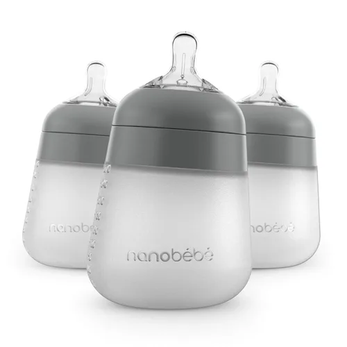 Miniatura 20 de Nanobebe - Biberón de silicona flexible, anticólicos, sensación natural, pezón que no se derrumba, base estable sin puntas, fácil de limpiar