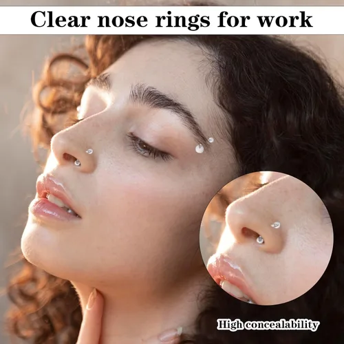 Miniatura 6 de 36 piezas de retenedores transparentes para cirugía, trabajo de plástico Bioflex, anillos de nariz, anillos para vientre, tabique, cejas, labios