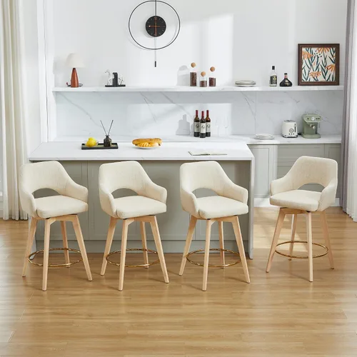 Miniatura 11 de Zesthouse Juego de 2 taburetes giratorios para mostrador, taburetes de bar de altura de mostrador de madera con respaldo y brazo, taburetes de bar