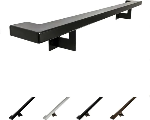Juego completo de barra de agarre de pasamanos de aluminio contemporáneo urbano, soportes incluidos, acabado con recubrimiento en polvo (negro,
