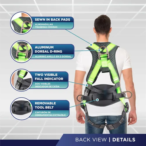 Miniatura 3 de Palmer Safety Hammerhead - Arnés de seguridad acolchado de 5 puntos, pecho QCB, correas de patas con hebilla de lengua, anillos en D traseros