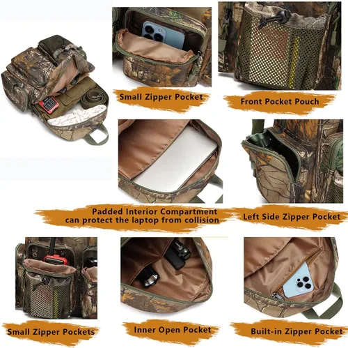 Miniatura 4 de TIANHAOPUJU - Mochila táctica de camuflaje para adolescentes y hombres, PVC resistente al agua para caza al aire libre, senderismo, pesca, viajes