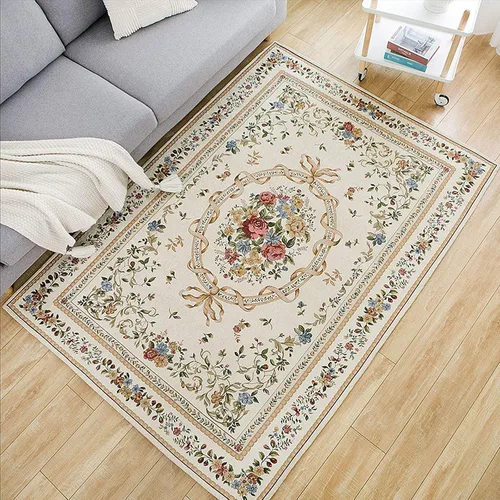 Miniatura 34 de Ukeler - Alfombra rústica con diseño floral para sala, dormitorio, comedor, Country rústico, Azul (luxury blue)