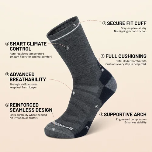 Miniatura 6 de Calcetines térmicos de lana merino para hombres y mujeres, calcetines gruesos de invierno para senderismo Antiampollas que absorben la humedad
