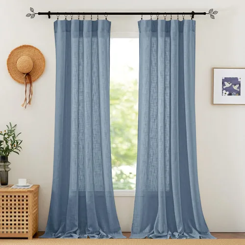 Miniatura 13 de RYB HOME Cortinas extralargas de 108 pulgadas de largo, transpirables con bolsillo para barra, cortinas traslúcidas blancas para sala de estar