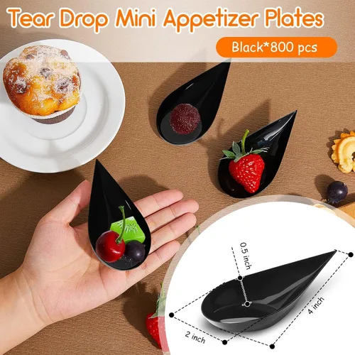 Miniatura 2 de Tessco for you 800 piezas de cucharas de aperitivo de 4 pulgadas, mini platos de aperitivo reutilizables, cucharas de degustación, platos