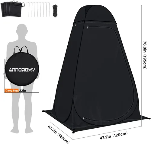 Miniatura 8 de anngrowy - Tienda de campaña para regadera, tienda de privacidad emergente, tienda de campaña portátil para inodoro, campamento al aire libre, baño