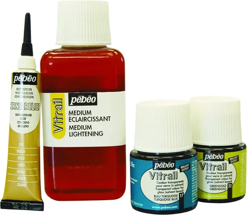Miniatura 5 de Pebeo Vitrail, pintura efecto vitral, botella de 8.5 fl oz, color azul oscuro