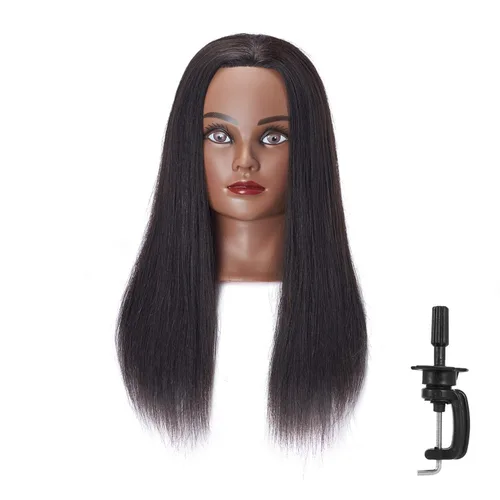 Miniatura 12 de Cabeza de maniquí Hairingrid 20"-22" 100% Cabello Humano para Peluquería y Cosmetología, Cabeza de Muñeco de Entrenamiento con Soporte de Abrazadera