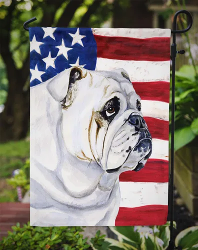 Miniatura 3 de Caroline's Treasures LH9019GF Bandera de Estados Unidos con bandera de jardín de bulldog inglés, bandera decorativa para patio exterior, patio