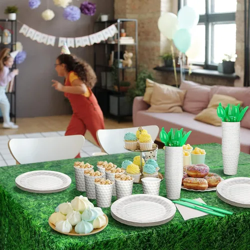 Miniatura 7 de Zubebe 170 piezas de decoraciones de fiesta de golf, decoraciones de primer cumpleaños, platos de golf y servilletas, suministros de fiesta, juego