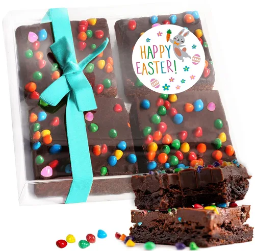 Cesta de regalo de galletas de brownies de Pascua, regalo de comida de chocolate envuelta individualmente para hombres, mujeres y niños, paquete |