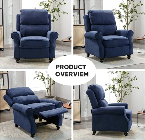 Miniatura 8 de Bonzy Home Sillón reclinable de tela manual para adultos, silla reclinable para sala de estar y dormitorio de color azul marino