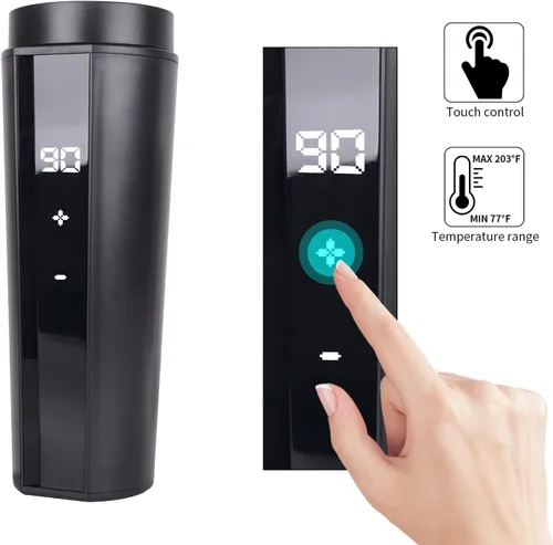 Miniatura 2 de Tazas de café de viaje para automóvil de 24V/12V, taza con control de temperatura para automóvil, taza inteligente calentada, ajusta temperatura