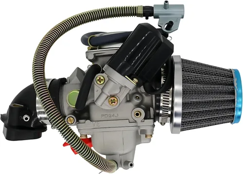 Miniatura 8 de Carburador de 150cc con colector de admisión de filtro de aire para motores GY6 de 4 tiempos 150cc 125cc 152QMJ 157QMJ Motores Choke eléctrico