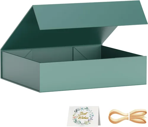 Miniatura 13 de PSHVYM Cajas de regalo con tapas, 11.5 x 7.8 x 3 pulgadas, caja de regalo negra para regalos, cierre magnético para camisetas, guantes, bufandas