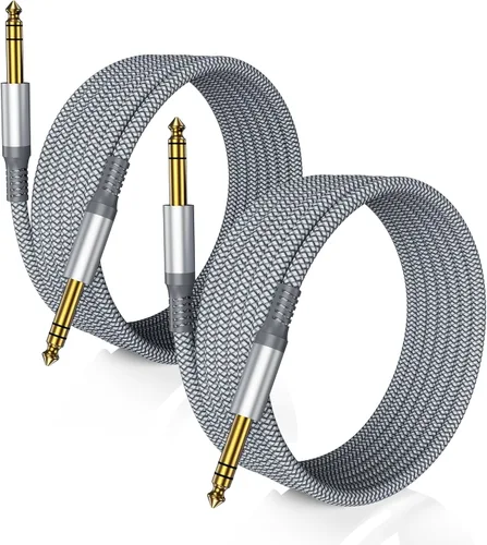 Miniatura 9 de Cable de instrumento TRS de 6.35 mm 3.3 pies 2 paquete, cable de audio estéreo de conector macho de 1/4 pulgada recta, línea de alimentación