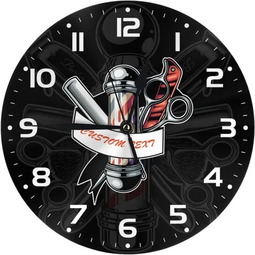 Miniatura 19 de Reloj de pared personalizado para peluquería, añade tu texto, reloj de peluquería personalizado para salón de belleza, decoración de reloj de pared
