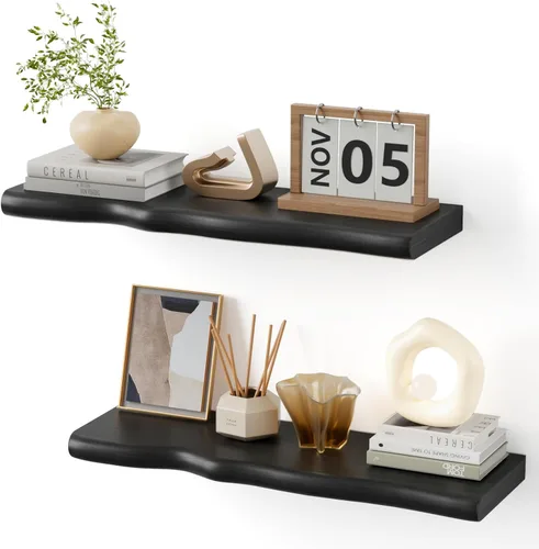 Estantes flotantes para pared de estilo rústico de granja de 24 pulgadas, estantes de madera para baño para montar en la pared, estante de pino de
