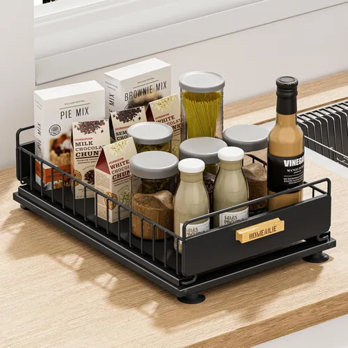 Miniatura 9 de Organizador bajo el fregadero, Organizador de 2 niveles alto y ajustable bajo el fregadero de la cocina, estante de almacenamiento multiuso
