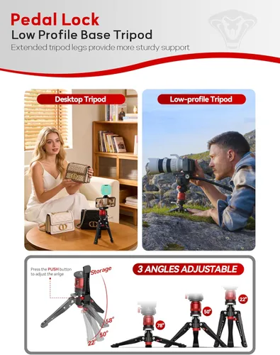 Miniatura 7 de IFOOTAGE Cobra 3 Strike A150S - Soporte monopie para cámara con pedal, monopie de elevación de un toque con liberación rápida para fotografiar