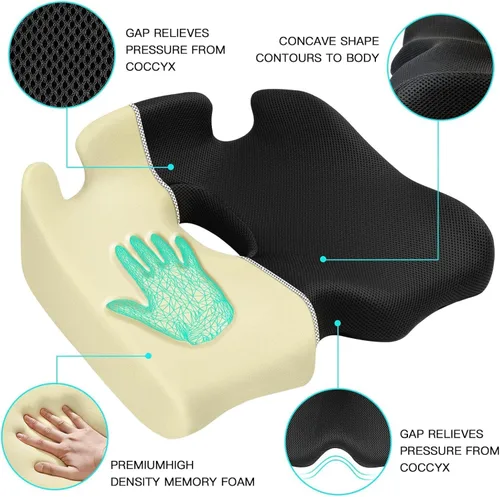 Miniatura 2 de Benazcap Cojín de Asiento con Memoria Extra Grande para Silla de Oficina Alivio de Presión Ciática y Alivio del Dolor de Coxis Almohadilla de Cóccix