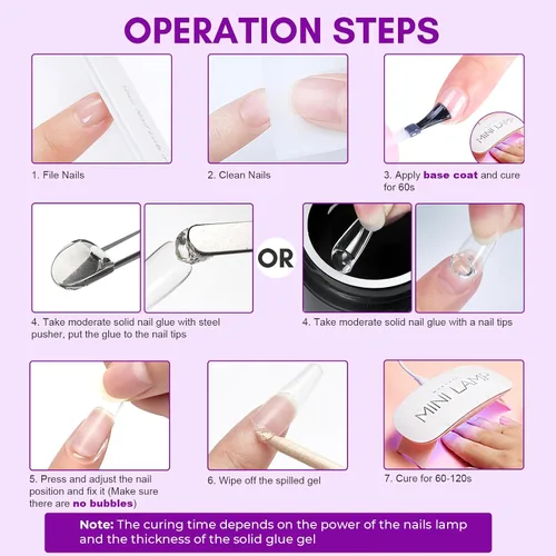 Miniatura 7 de Makartt Gel de pegamento sólido para uñas: pegamento de uñas de gel extra fuerte para uñas a presión y puntas falsas, pegamento de uñas fuerte