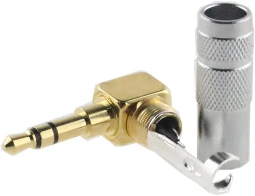 Miniatura 2 de [2 piezas] Conector de soldadura chapado en oro del enchufe macho de ángulo recto de 0.138 in [Wv-lstp-2]