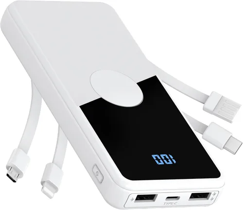 Miniatura 9 de Cargador portátil con cables integrados, batería de alta velocidad de 10000 mAh, paquete de batería de viaje, 5 salidas, 3 entradas, cargador