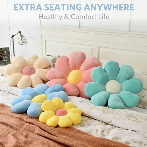 Miniatura 2 de Sioloc - Almohada en forma de flor - Cojín para las nalgas y cojín de asiento, bonita decoración de habitación y almohada de felpa para dormitorio