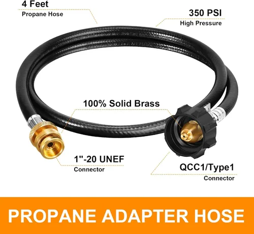 Miniatura 2 de GasSaf Manguera de Propano de 4 Pies, Manguera Adaptadora de Propano Conexión de Tanque de 1 lb a 20 lb para Parrillas Weber Q, Planchas Blackstone