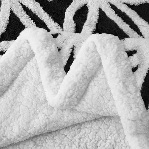 Miniatura 3 de LOMAO – Manta de vellón sherpa, suave y mullida de doble faz para sillón, sofá o cama (negro, 51 x 63 pulgadas)