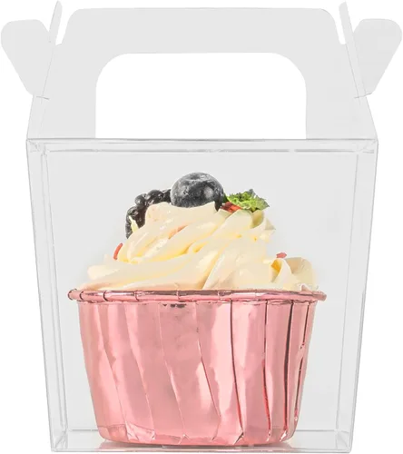Miniatura 18 de Restaurantware - Cajas de recuerdo de boda de 2.8 x 2.4 pulgadas, 100 cajas de dulces transparentes con parte superior de trébol. Para bodas, baby