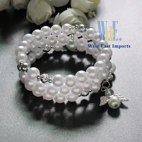 Miniatura 6 de WE Bautismo favor 12PC Rosario Wrap Angel Pulsera Recuerdos de Bautizo Bautizo Regalo para Invitados Blanco Perla - Recuerdos de Bautizo - Recuerdos