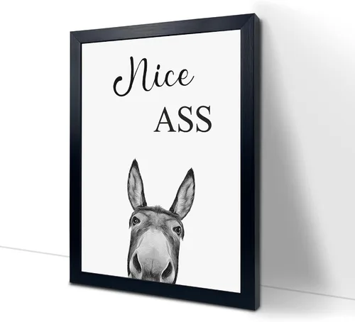 Miniatura 13 de Decoración de habitación de asno con estampados de animales, bonito cartel de citas de culo en el baño, decoración divertida para el baño, carteles