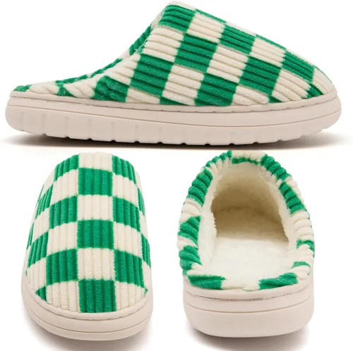 Miniatura 20 de Jaeynow Pantuflas mullidas para mujer en interiores, zapatos de casa unisex de espuma viscoelástica para hombre, zapatos de invierno cálidos