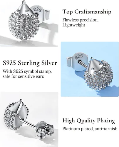 Miniatura 6 de Aretes de plata 925 con diseño de cerdooso pandaperrogato, joyería de ley sólida "Kiss me Hug Me" 3D gatito, Plata de ley