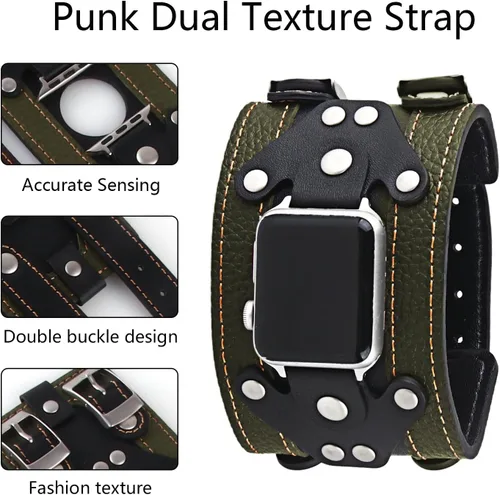 Miniatura 4 de VIQIV Correas de cuero compatibles con Apple Watch 38/40/41/42/44/45/1.929 in Series 9 8 7 6 5 4 SE Ultra Band para mujeres y hombres, correas