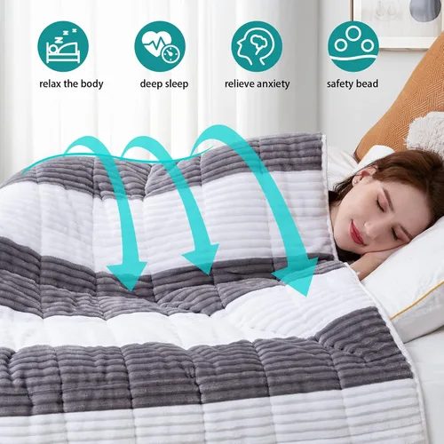 Miniatura 152 de Manta con Peso Azul para Adultos 12 libras, 48"x72", Tamaño Twin Full Manta Pesada Refrescante para 110-130 libras, Mantas Grandes de Microfibra