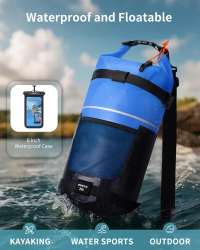 Miniatura 3 de ECOHUB Bolsa seca impermeable para mujeres y hombres, 5L/10L/20L Roll Top Bolsa de almacenamiento ligera en seco Mochila para viajes, kayak, Azul