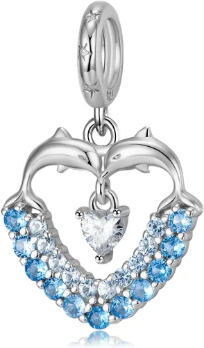 AIEGNOS Dijes de mariposa de delfín para mujer, pulsera de plata de ley 925, dijes de animales para hija, hermana, madre, cumpleaños, Halloween,